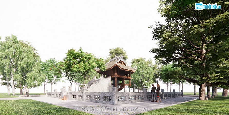 chùa một cột Revit,Model chùa một cột,Revit chùa một cột,File revit chùa một cột